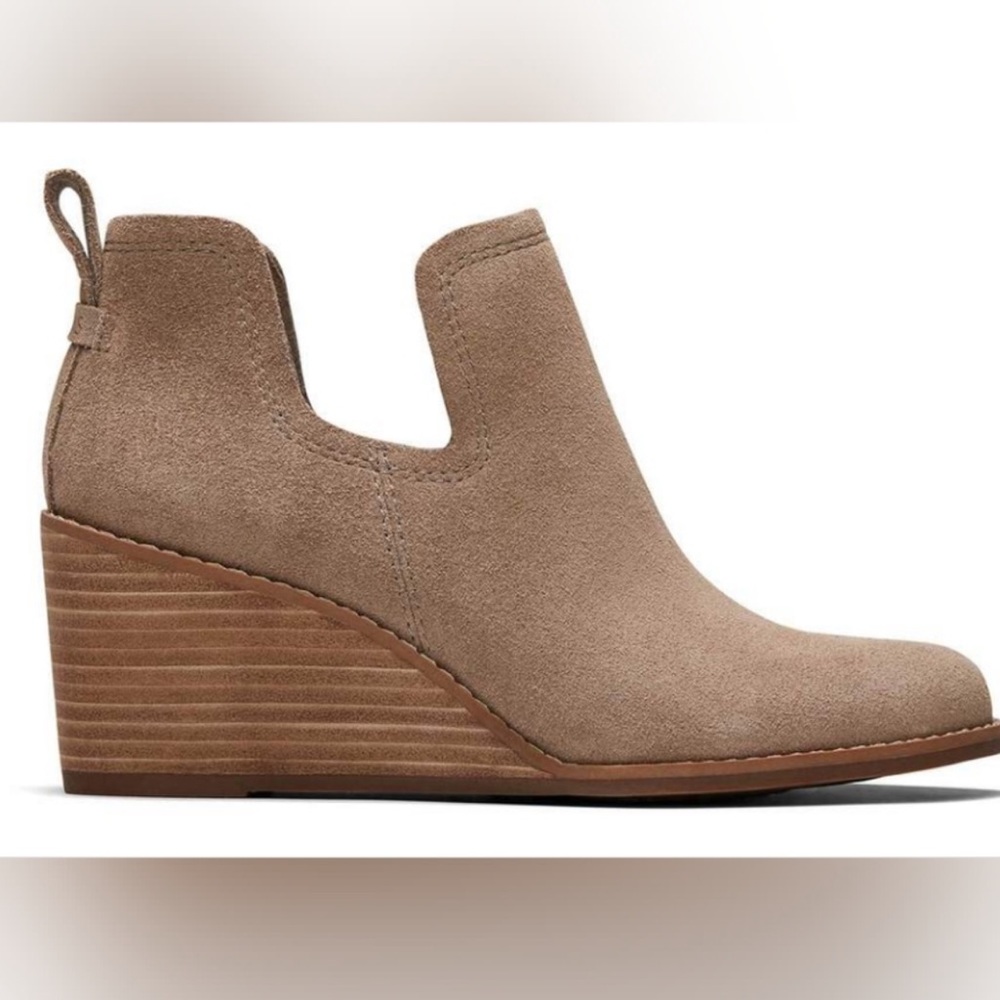 EIC TOMS Kallie wedge suede tan 8.5